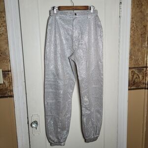 Mistress Rocks Gold Glittery Metallic Disco Baggy Leg Jogger Pants Medium